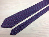 Designer Tie Lanvin Shads of Blue Pattern on Mullberry Red Silk Men Necktie 32